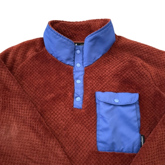 Cotopaxi Capitan Highloft Fleece Pullover XXL Brick Blue Snaps Kangaroo Pocket - Picture 2 of 9